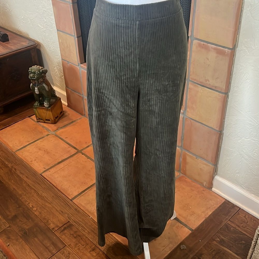 Aerie Dark Olive Green “Groove On” Ribbed Velour Pants, size XL Short